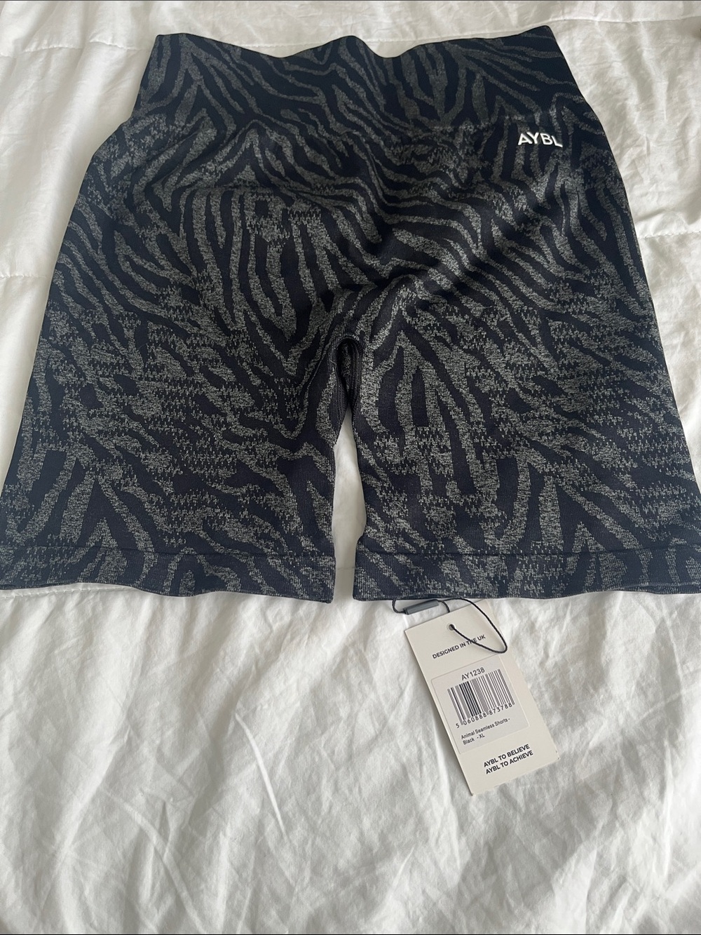 AYBL Black & Gray Zebra-Pattern Men’s Athletic Compression Shorts